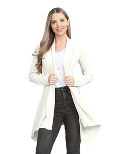 Findfashion White Rib Waterfall Cardigan For Ladies