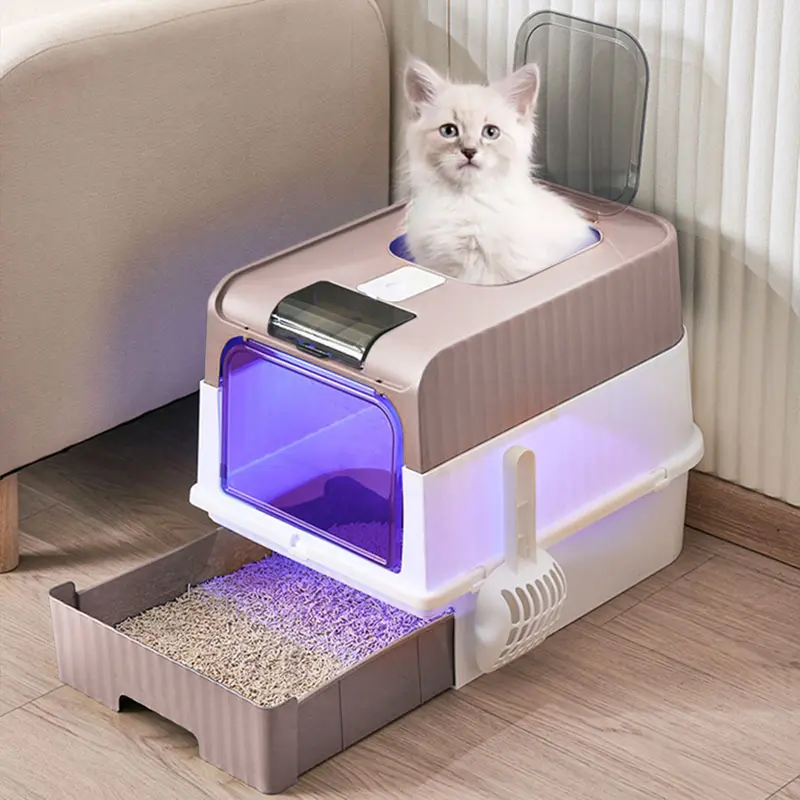 Pets Mood Enclosed Cat Litter Box with UV Sterilization, Odor Control & Easy Cleaning 0