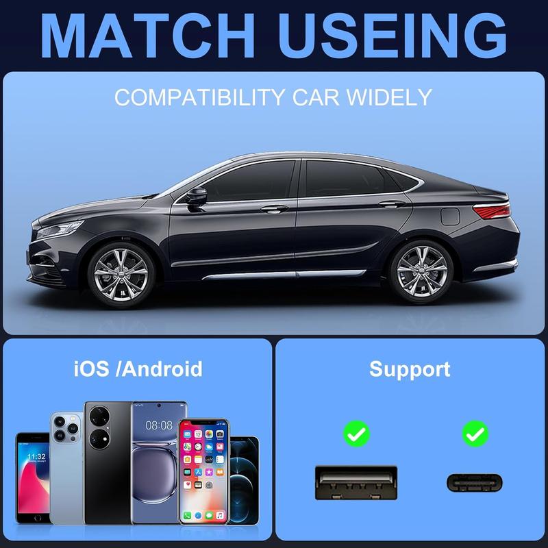 【UK SELLER 】Wireless Car System Box for Carplay, Adapter Compatible with CarPlay Android Auto, Convert Wired to Wireless Dongle, Plug & Play Vehicle System for iOS 10+ Android 11+, Car Electronics 4