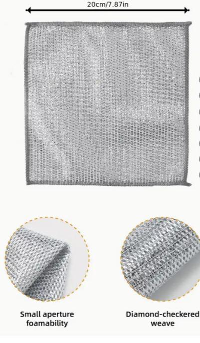 Product Introduction of 3 X wire Mesh Microfibre Cleaning Cloths Towels Kitchen Cleaning Scratch Free Set Steel 8