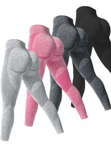 Women's Solid High Waist Sports Leggings, Breathable Comfortable Seamless Yoga Leggings, Ladies Sportswear for Gym Workout Running