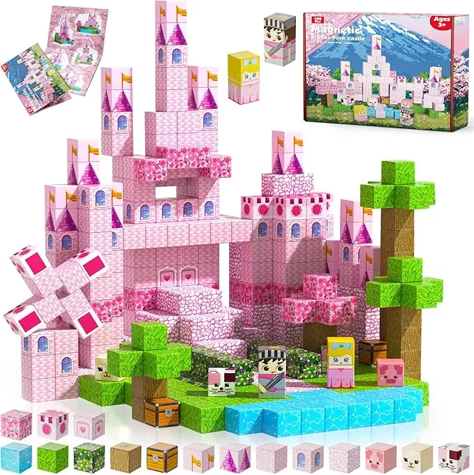 thumbnail image 2 of 180PCS Magnetic Building Blocks For Kids - Mine World Magnetic Blocks Build My World Pixel Magnet Block 2 of 14