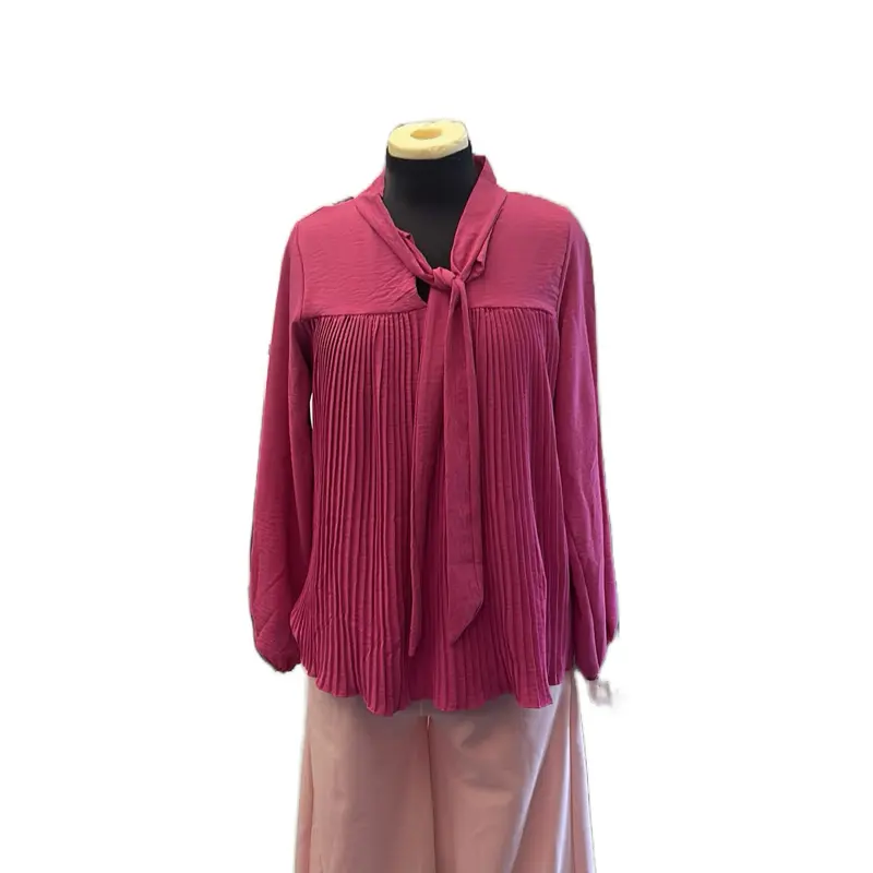 PLEATED TIE BOW FRONT BLOUSE - ONE SIZE FITS 8-16
