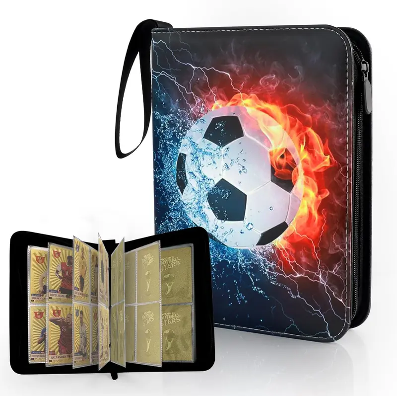 Football Card Holder, Waterproof PU Leather Binder With 50 Page 400 Pockets for Trading Cards, Detachable Sleeves for Baseball, Sports Star, and Game Cards 0