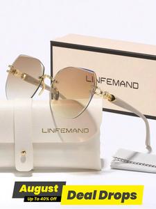 Elegant Lightweight Rimless Lightweight Durable Sunglasses, Trendy Casual Geometric Frame High Quality Sunglasses for Women, Tinted Lens Fashion Sunglasses for Everyday Use and Outdoor Activities