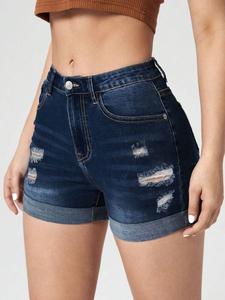 Women's Ripped Denim Shorts, Casual Fashion Shorts for Daily Wear, Ladies Bottoms for Summer