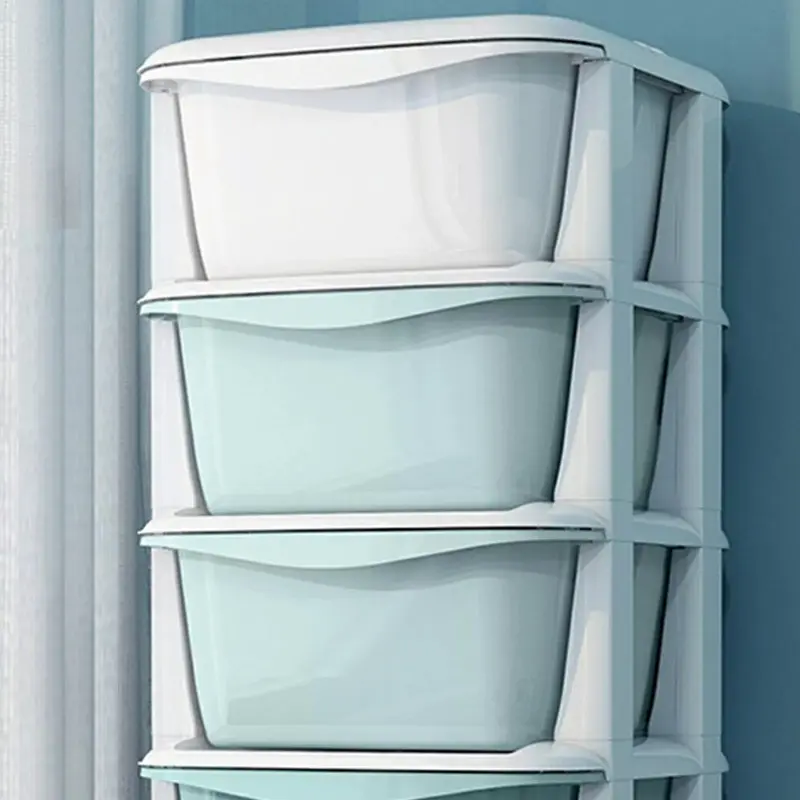 Plastic Drawer Box Storage Cabinet Rolling Cart with Wheels Casters 5 Drawers UK 5