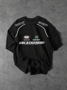 Men's Letter & Graphic Print Round Neck Tee, Loose Casual Short Sleeve Crew Neck T-Shirt for Summer, Fashion Men's Top for Daily Wear