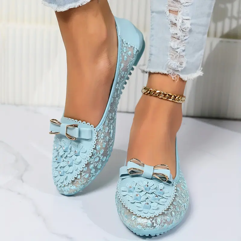 Stylish Floral Mesh Women's Flats - Breathable & Comfortable Slip-Ons with Anti-Slip Sole for Casual Wear 6