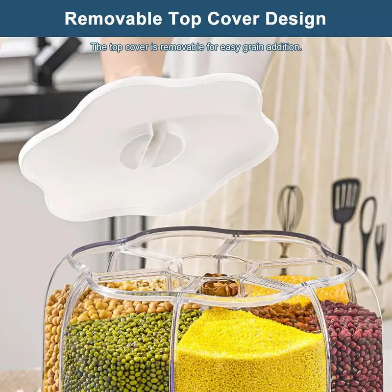 Rotatable Food Sealed Storage Container Grain Box Cereal Dispenser Rice Tank UK Kitchen Lid preserving containers 3