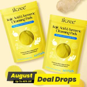 Kojic Acid & Turmeric Nourishing Cleansing Pads, 60 Pads/120 Pads Skin Revitalized Comfort Facial Care Face Cleaning Pads for Daily Skincare, Skincare Gift Set, Skin Revitalizing Pads, Skin Care Products, Cleanser, Cosmetic, Face Cleaning Wipes