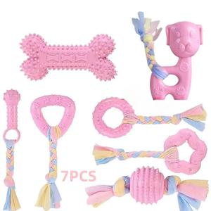 Dog Chew Toy Set, 7 Counts Dog Teeth Cleaning Toys, Pet Interactive Toys, For Small & Medium Dogs, Christmas, Christmas Gift, Pet Products