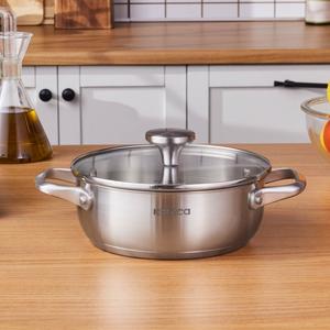 Karaca Elite Stainless Steel Induction Shallow Casserole &amp; Lid, 20cm, Silver