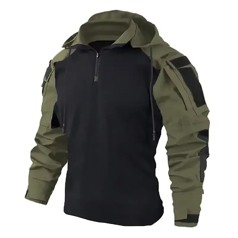 Outdoor shirt camouflage combat T-shirt hooded men's work tactical shirt camping hunting clothing wear 3