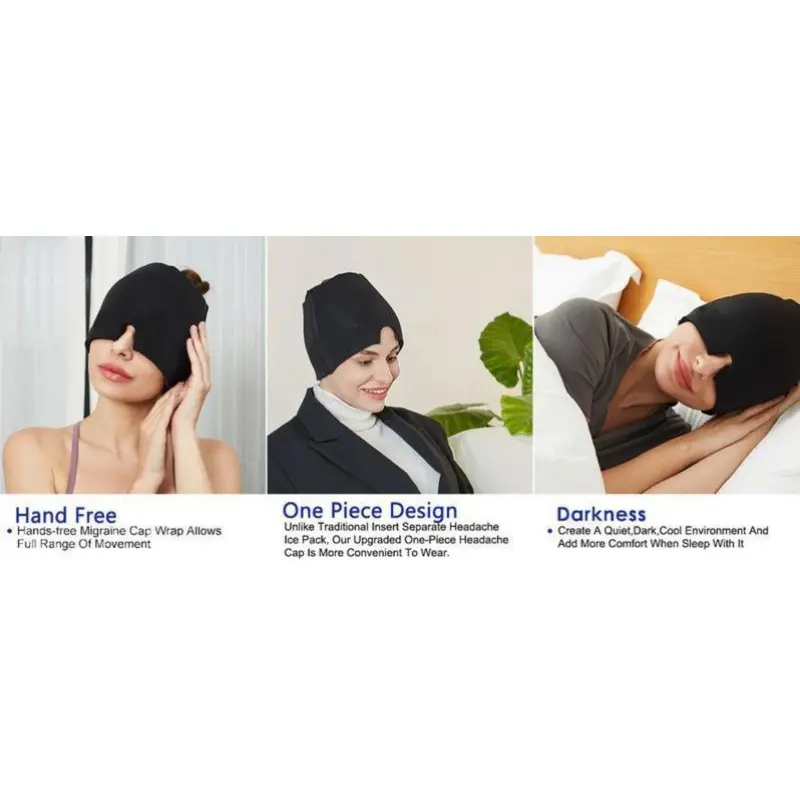 Migraine Headache Relief Cap, Gel lce Head Wrap for Tension and Stress Relief.Suitable for Home breaks, before sleep, office 7