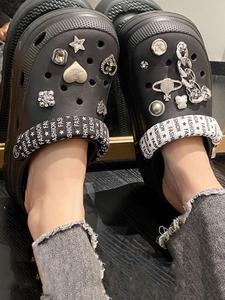 Women's Fashion Rhinestone Decorated Clogs, Casual Comfortable Platform Clogs for Beach, Non-slip Clogs for Indoor & Outdoor Wear