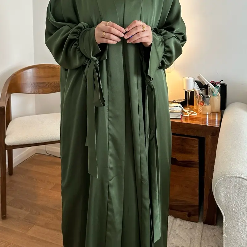 2 piece satin abaya