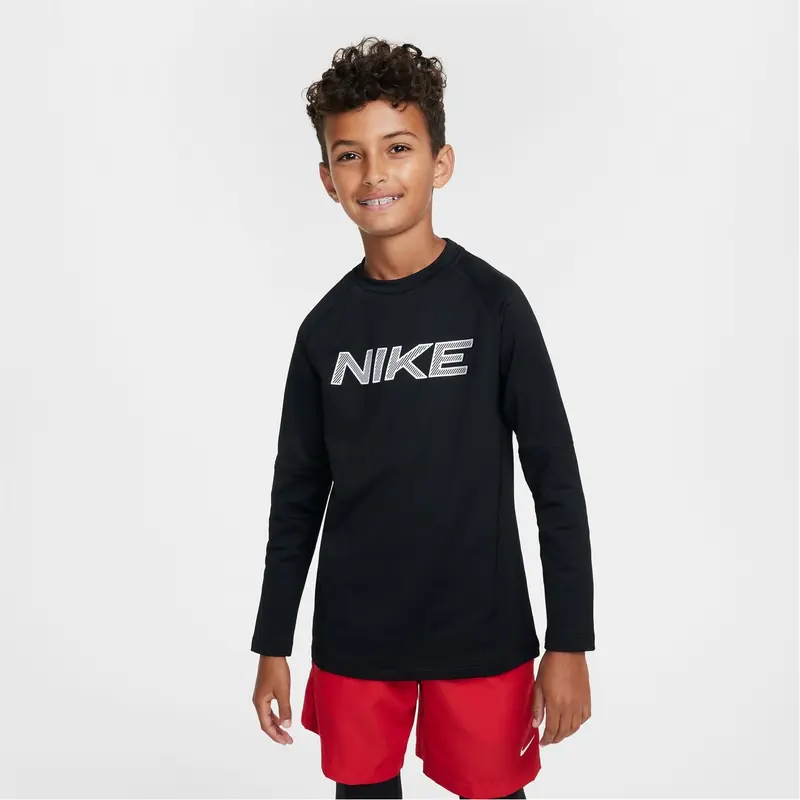 Nike Boys Pro Big Kids (boys) Dri Fit Long Sleeve Training Crew Neck Top Sports 0