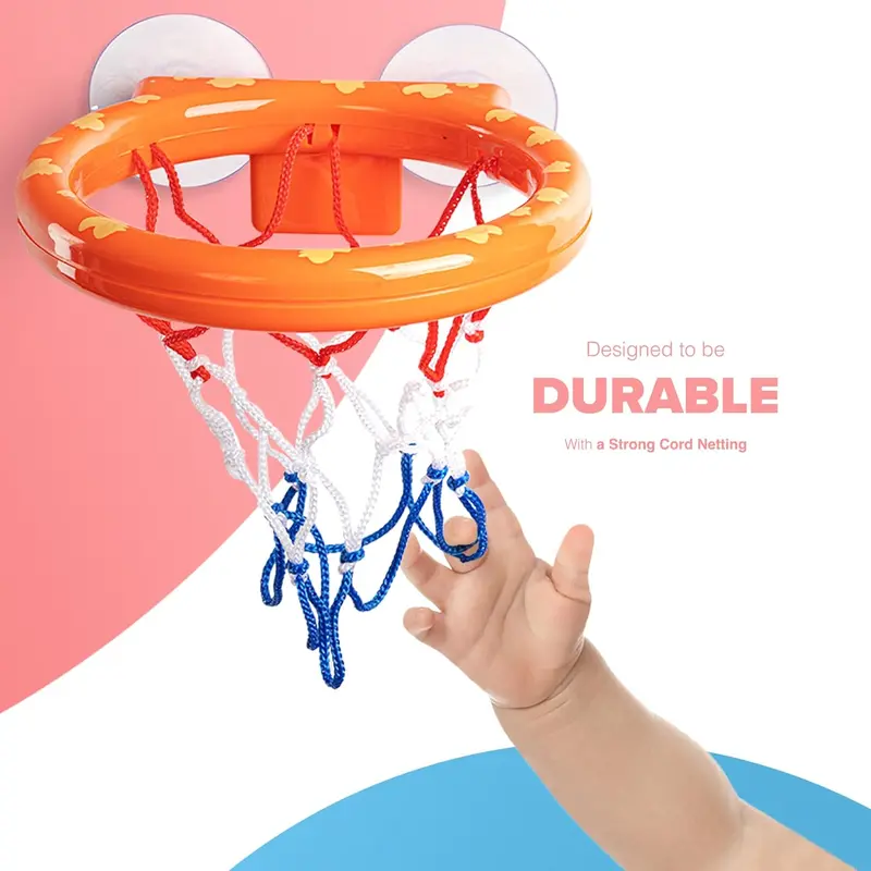 Summer Spring Father's Day Gift  Baby Bath Basketball Hoop Toy - Interactive Bathtub Basketball Set with 3 Balls Included with Strong Suction Cups -Fun Toddler Toy for Boys & Girls 5