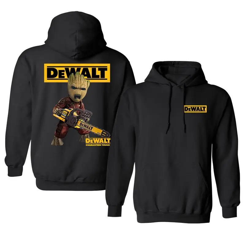 Grooot With Logo Dewalt Hoodie, Unisex Hoodie for Comfort and Adventure, Pullover Cotton Menswear