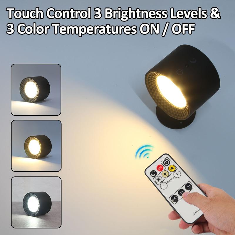 Product Introduction of USB Rechargeable Smart LED Wall Light, 1/2 Counts RGBNlight Light with Remote Control, 360° RotatableSpotlight for Bedroom, Bedslde, Display Wall, Cabinet,Hallway, Game Room 1