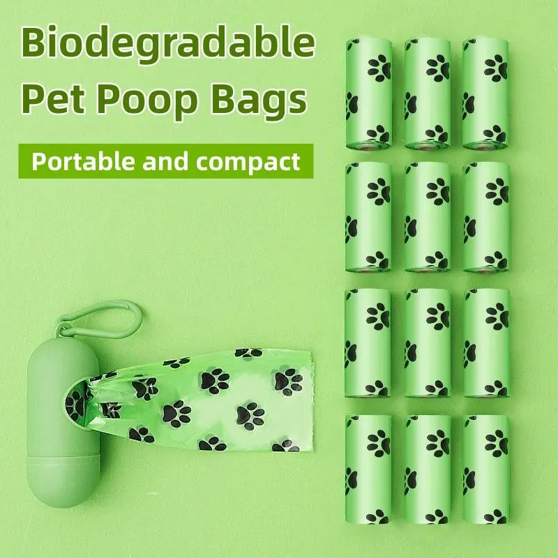New Pet Biodegradable Trash Bag Dog Poop Bags Bulk Biobase Scented Poo Bag Degradable Cat Waste Bags Dog Poop Dispenser Gifts 3