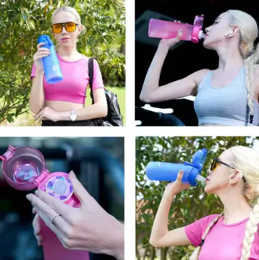 best off the word 1pc Air Water Bottle With 1pc Random Flavor Pods Portable Transparent With Straw Leak Proof Suitable for Outdoor Sports 2