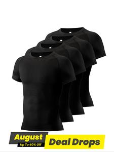 Men's Plain Round Neck Raglan Sleeve Sports Tee, Quick Drying Breathable Comfy Short Sleeve T-shirt, Men's Sportswear for Running Gym Workout, Sports Jersey, Athletic Training Apparel, Quick Drying Top