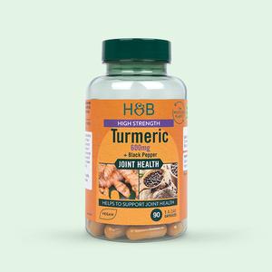 Holland & Barrett High Strength Turmeric 600mg with Black Pepper 90 Capsules | Supports Joint Health & Flexibility | Enhanced Absorption Formula with Black Pepper