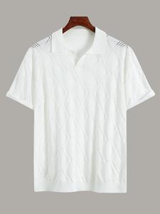 Men's Argyle Pattern Polo Shirt, Regular Fit Casual Breathable Short Sleeve Top for Summer, Men's Clothes for Daily Wear, Gamis