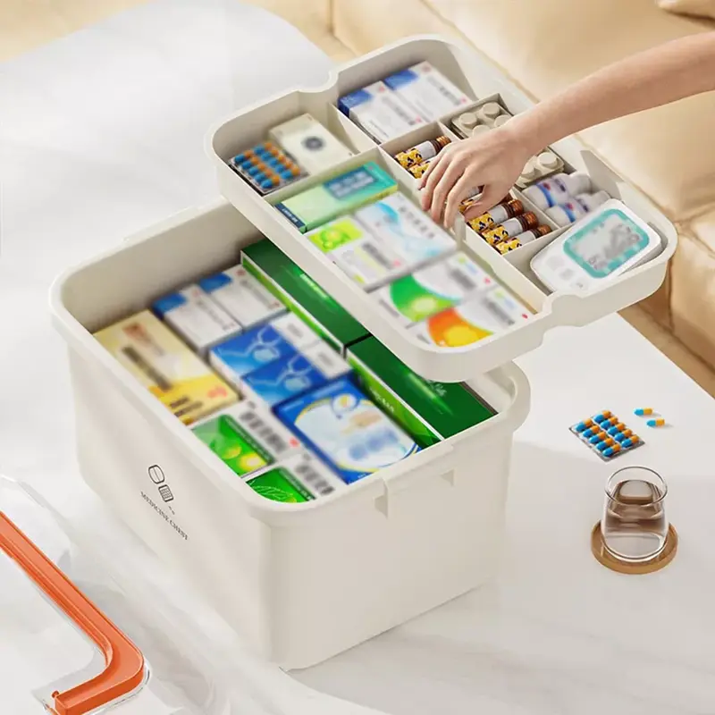 Portable Large-Capacity Medicine Storage Box – First Aid Organizer for Tablets, Pills, Bandages & Medical Supplies | Secure Locking Lid, Travel-Friendly Design for Home, Office or Car Use 7