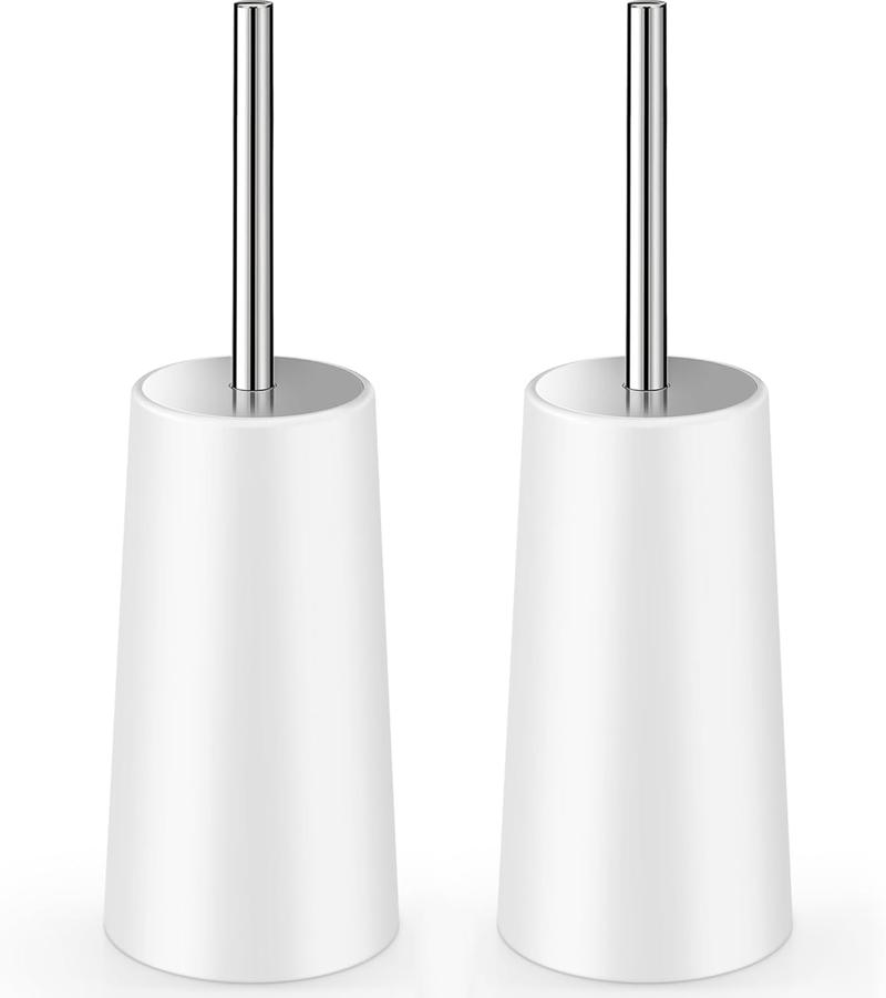 Product Introduction of Toilet Brush and Holder, 2 Pack Toilet Brush with 304 Stainless Steel Long Handle, Toilet Bowl Brush for Bathroom Toilet-Ergonomic, Elegant,Durable (White) 6