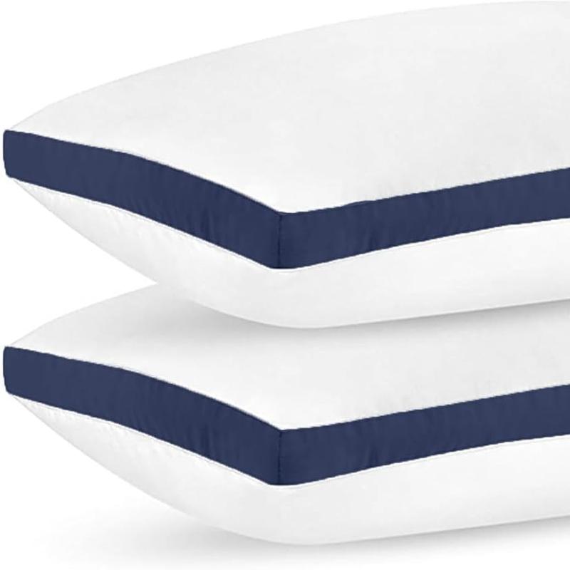 Pack of 2 Premium Egyptian Cotton Box Pillows Hotel Quality Pillow for Back Stomach Side Sleepers Down Alternative Filing Bed Pillow Hypoallergenic Breathable Washable Cover 4