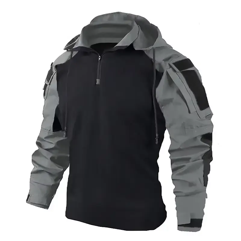 Outdoor shirt camouflage combat T-shirt hooded men's work tactical shirt camping hunting clothing wear 2