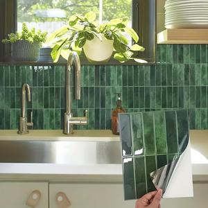 5/10/20/30pcs 3D Mosaic Self-Adhesive Wall Stickers, Waterproof Fireproof Decorative Wallpaper for Kitchen Bathroom Living Room Dining Area