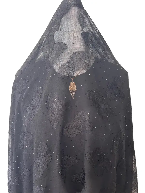 Black textured Hijabs with Gems 0