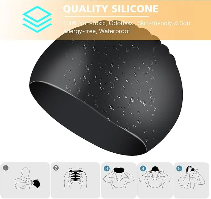 Swimming Cap - 100% Silicone Swim Hat Unisex Men Women Kids 6-14 - Durable, Waterproof, Anti-tear for Hair Protection 1