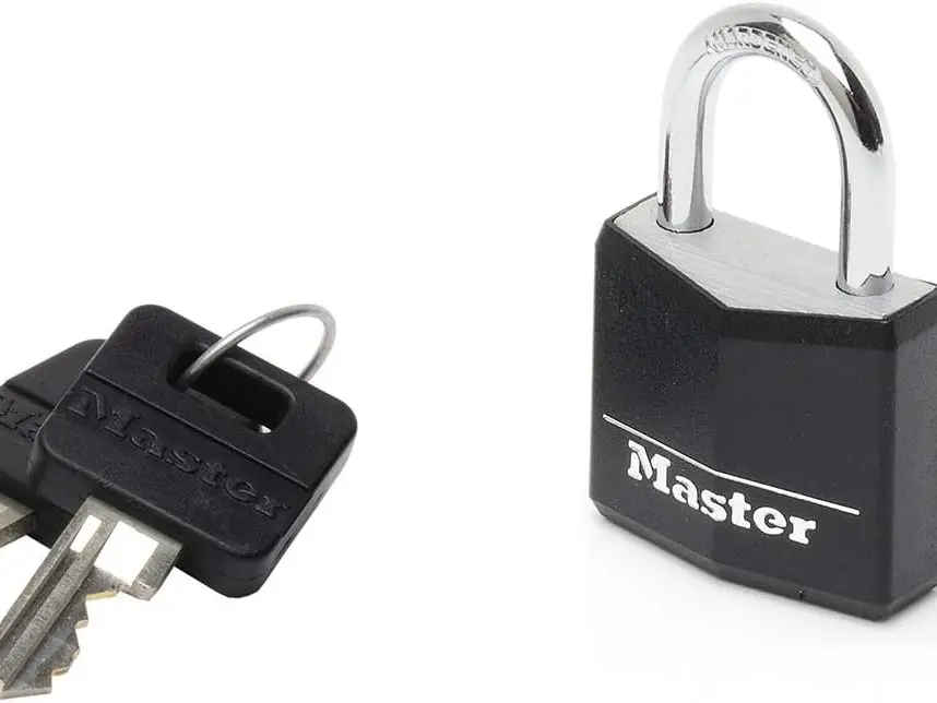 Master Lock 9130EURDBLK Key Padlock in Aluminium with Vinyl Cover, Black,