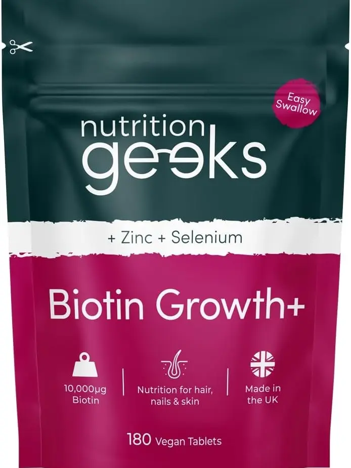 Biotin Hair Growth Supplement - 180 Tablets Enhanced with Zinc & Selenium, Hair Vitamins Complex - Biotin 10000 mcg - Vegan, Hair Skin and Nails Vitamins for Women & Men UK