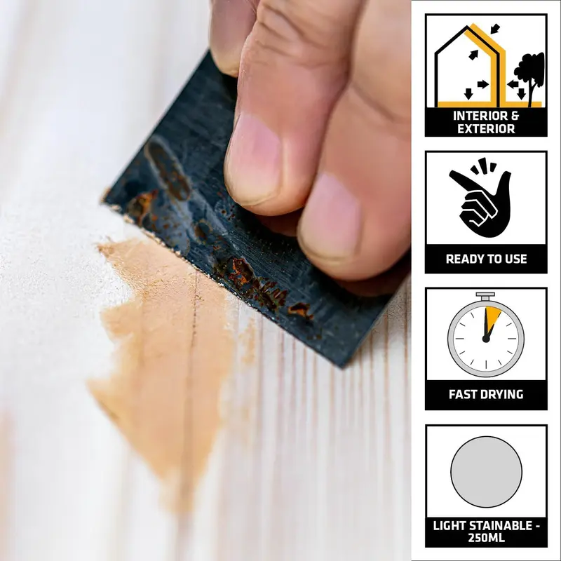 Multipurpose Wood Filler – Suitable for Indoor and Outdoor Use – Sandable – Light Stainable – 250ml 1