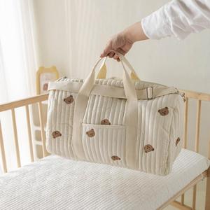 Cute Bear Pattern Baby Travel Bag, Large Capacity Lightweight Storage Handbag, Multi-functional Diaper Bag for Outdoor Travel