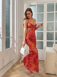 Women's Floral Print Cami Dress, Elegant Fashion Casual Maxi Dress for Daily Outdoor Wear, Women Dress for Summer, No Sequins