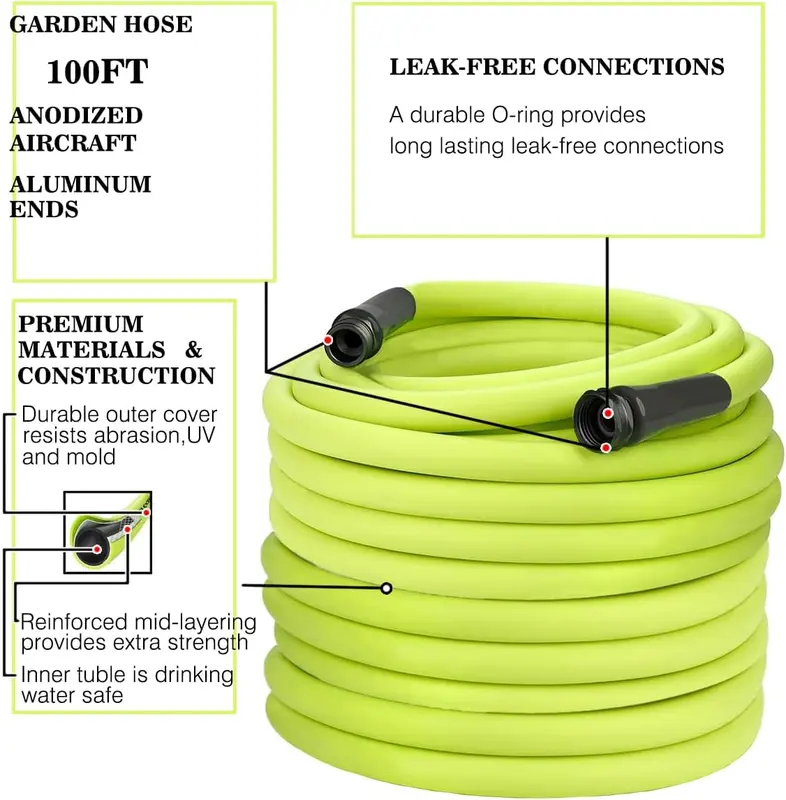 Hose Pipe, Heavy Duty Garden Hoses 100 Feet (31m), Flexible Hosepipes for Garden, Plant Watering System, Safe Drinking Water Hose with Swivel Handle (Bright Green) 1