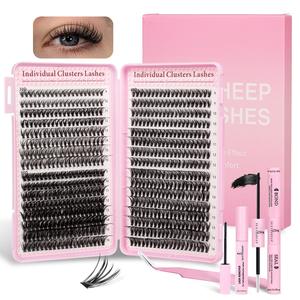 Natural Look Eyelash Extensions Set, False Eyelashes Set & Tweezers & Glue & Remover & Eyelash Fixer, Professional Accessories for Women Summer Makeup