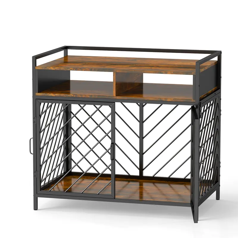 Large Dog Crate Furniture with Wooden Drawer Storage |,Heavy Duty Dog Cage for Large Dogs |Dog House,Folding 2 door Crate | 39.4″ × 23.6″ × 36.2″ 8
