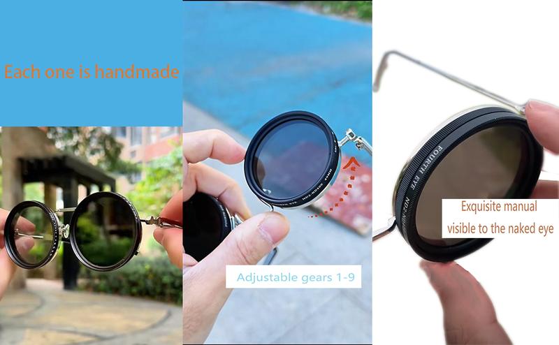 Product Introduction of Adjustable Tint Sunglasses, 1-9 Gears Rounded Polarized Glasses with ND Filter Lenses, for Men Beach Shady Fishing Driving 8