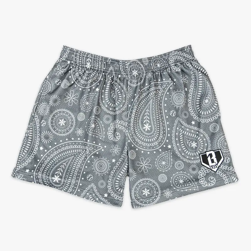 Baseball Lifestyle Paisley Shorts Gray Color Swim Trunks for Summer Beach, Funny Foods Design, Comfortable and Stylishing Men Shorts, 2025 Summer Vibe, Gift for Him (Youth Shorts Maybe Choose S Size) 0