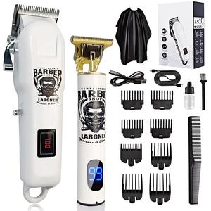 Largner Hair Clipper & Razor Set with Ceramic Blade, 1200mah Wireless Rechargeable Trimmer Kit, Includes 8 Men's Guides, Ideal Gift