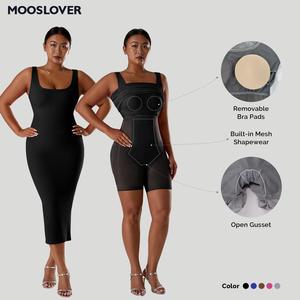 Mooslover Viral Built-In Shapewear Dress | Sculpts Waist, Lifts Bum | Stretchy Comfy Breathable Casual Womenswear for Summer Everyday Outfit