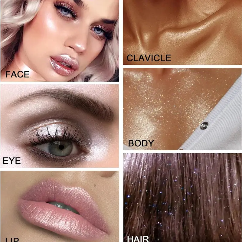 Body Glitter Spray, Shimmering Spray Powder Sparkle Powder, Body Glitter Face High Gloss Highlighter Loose Makeup for Women Hair Nails Makeup 5